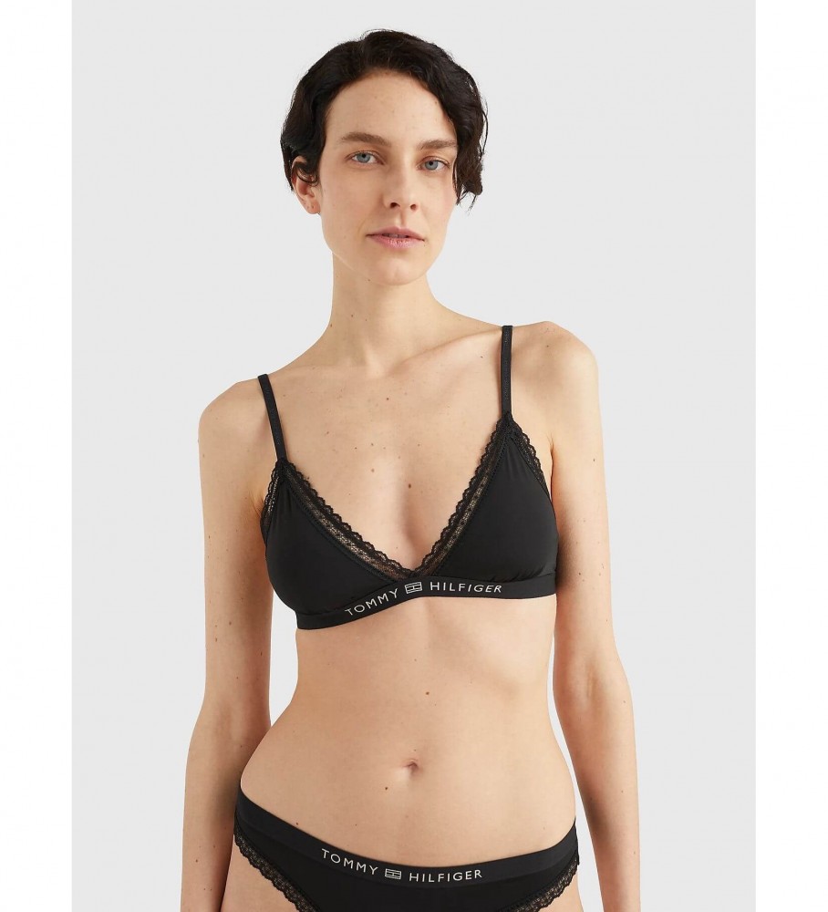 Sutiã triangular de renda sem forro Tommy Hilfiger, preto