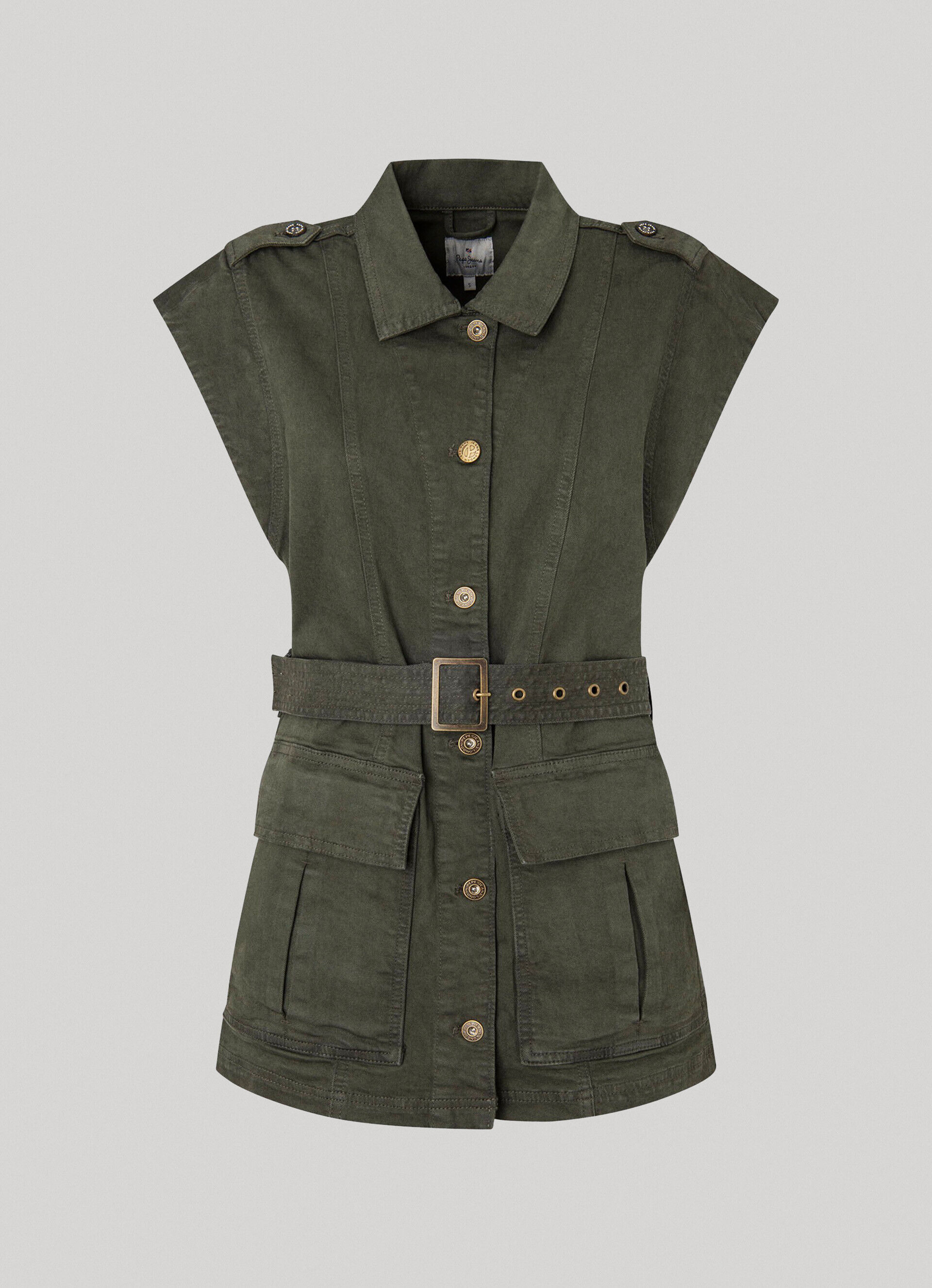 Jaqueta utilitária jeans - verde-oliva