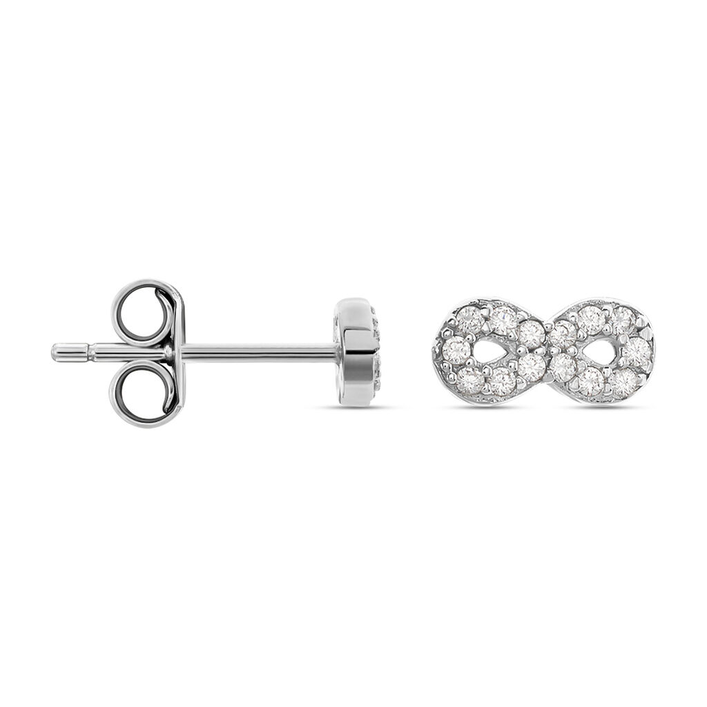Boucles D'oreilles Puces Suliac Argent Blanc Oxyde De Zirconium