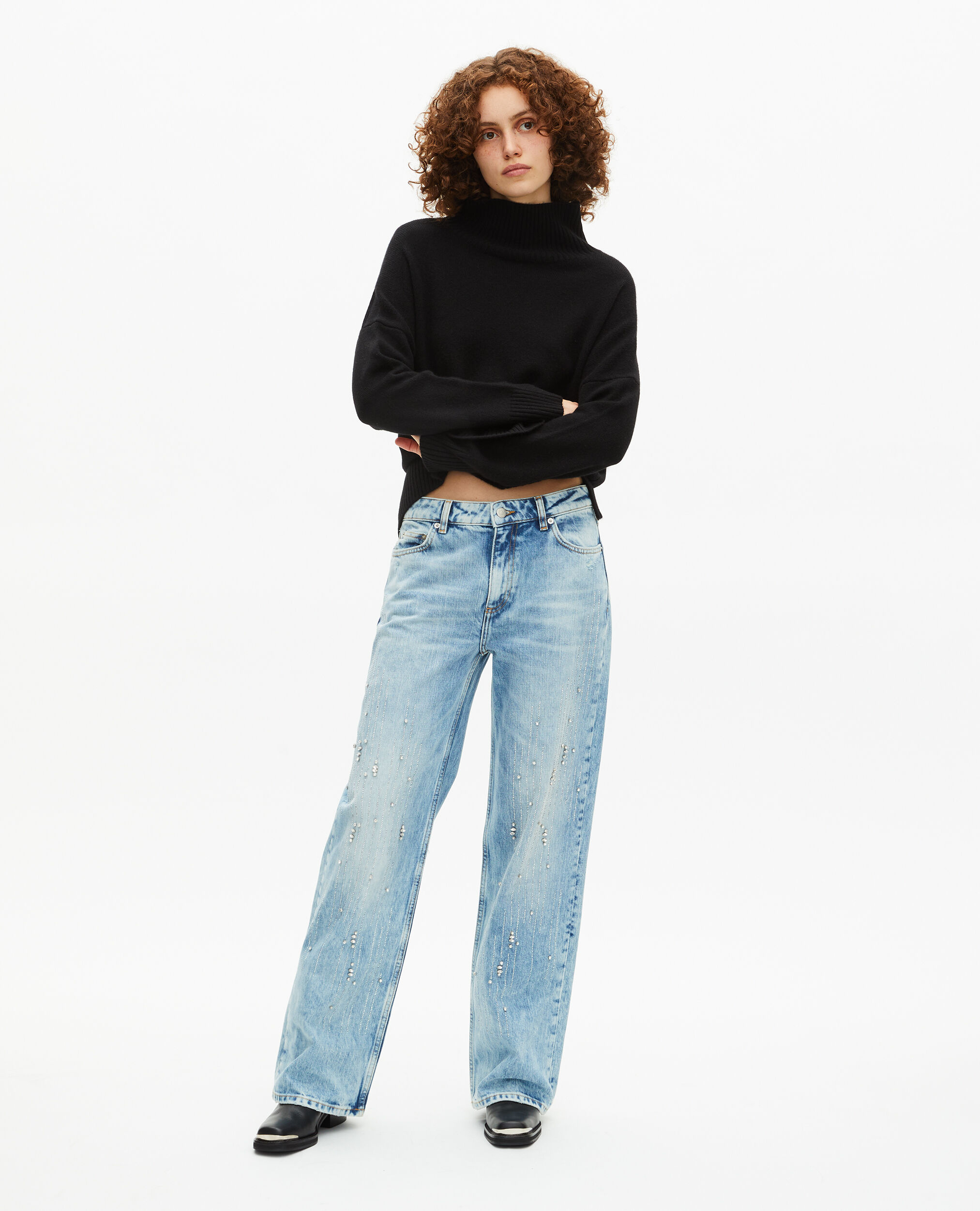 Pull col montant en cachemire noir