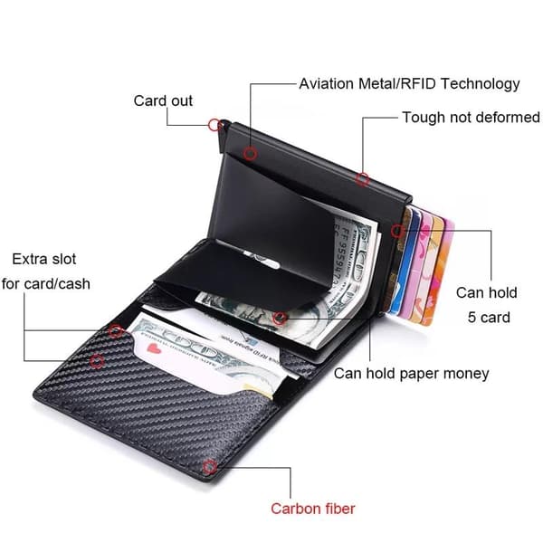 Carbon RFID - NFC Protection Wallet Card Holder 6stk Card