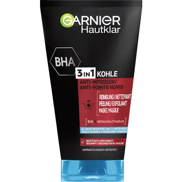 Hautklar 3in1 Renigung, Peeling & Maske Anti-Mitesser mit Kohle