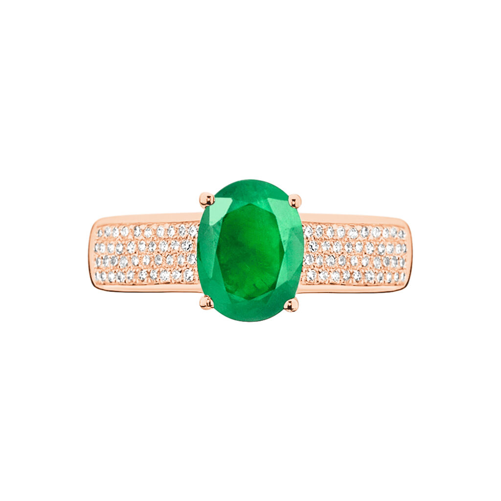 Bague Crista Or Rose Emeraude Et Diamant