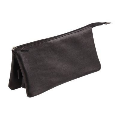 Clairefontaine - Trousse plate 3 compartiments - cuir - noir