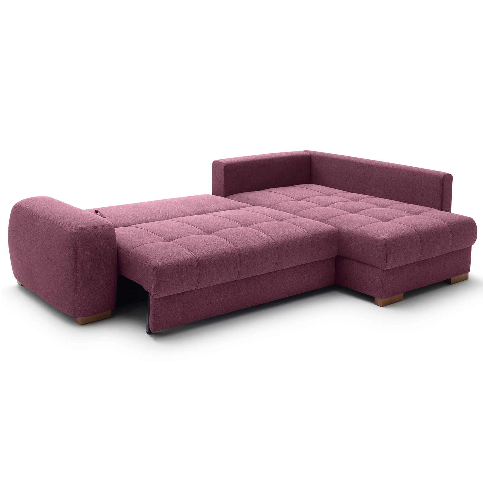 Ecksofa - burgundy - Boxspringfederung - Liegefunktion - Holzfüße
