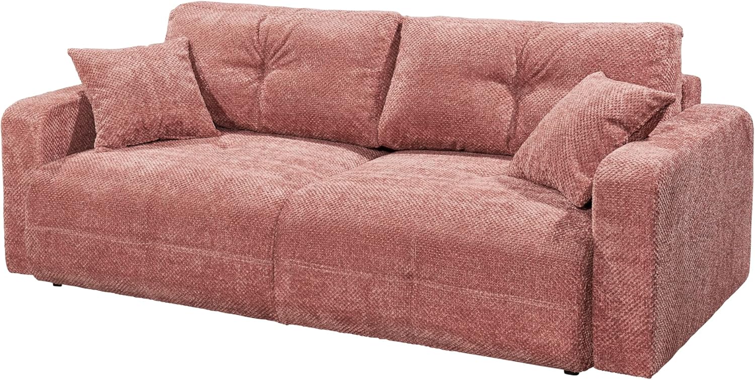 BULLET Bequemes Schlafsofa mit Bettkasten, Stoffbezug Koralle - Klappbares Sofa mit Schlaffunktion - 235 x 88 x 120 cm (B/H/T)
