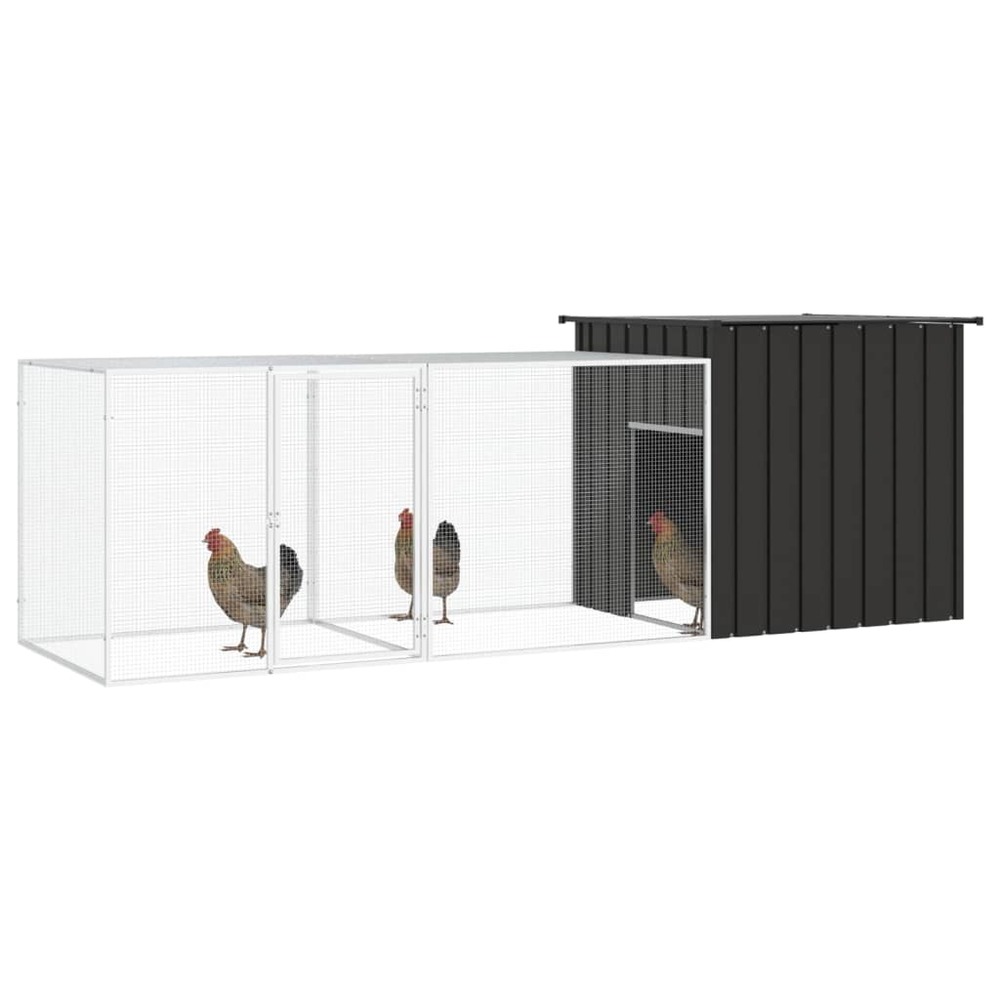 Poulailler anthracite 300x91x100 cm acier galvanisé