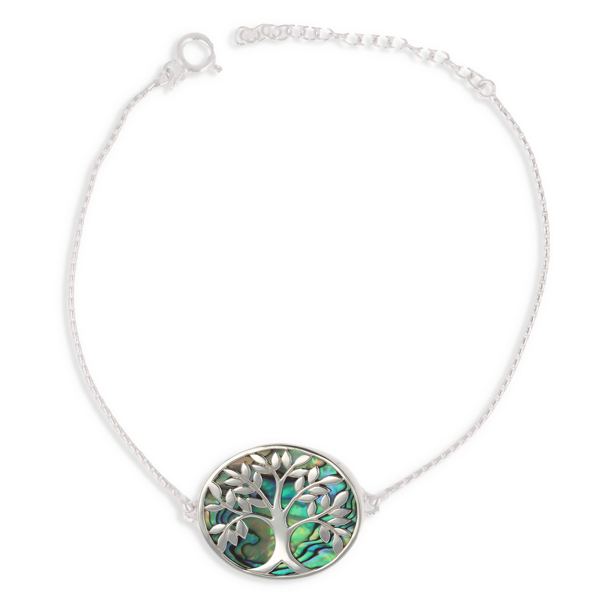 Bracelet Nacre Abalone Argent massif arbre de vie forme ovale argent massif femme
