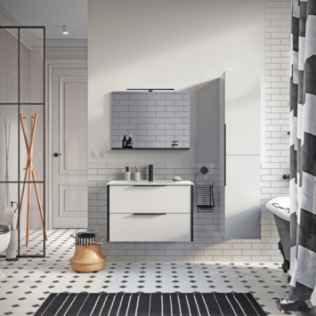 Atlantic Badmeubelset Aria met spiegel en witte wastafel 80cm mat wit