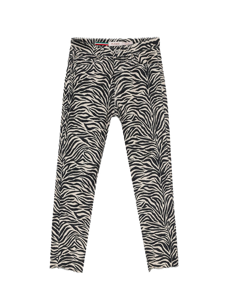 PLEASE PANTALON EFFILOCHÉ 7/8ÈME ZÉBRÉ
