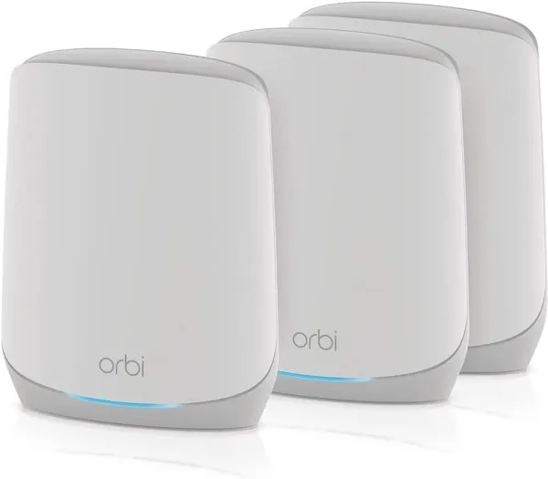 NETGEAR Orbi RBK763S - Wi-Fi-system - (router, 2 extendere) - op til 7500 sq.ft - mesh 1GbE - Wi-Fi 6 - Tri-Band