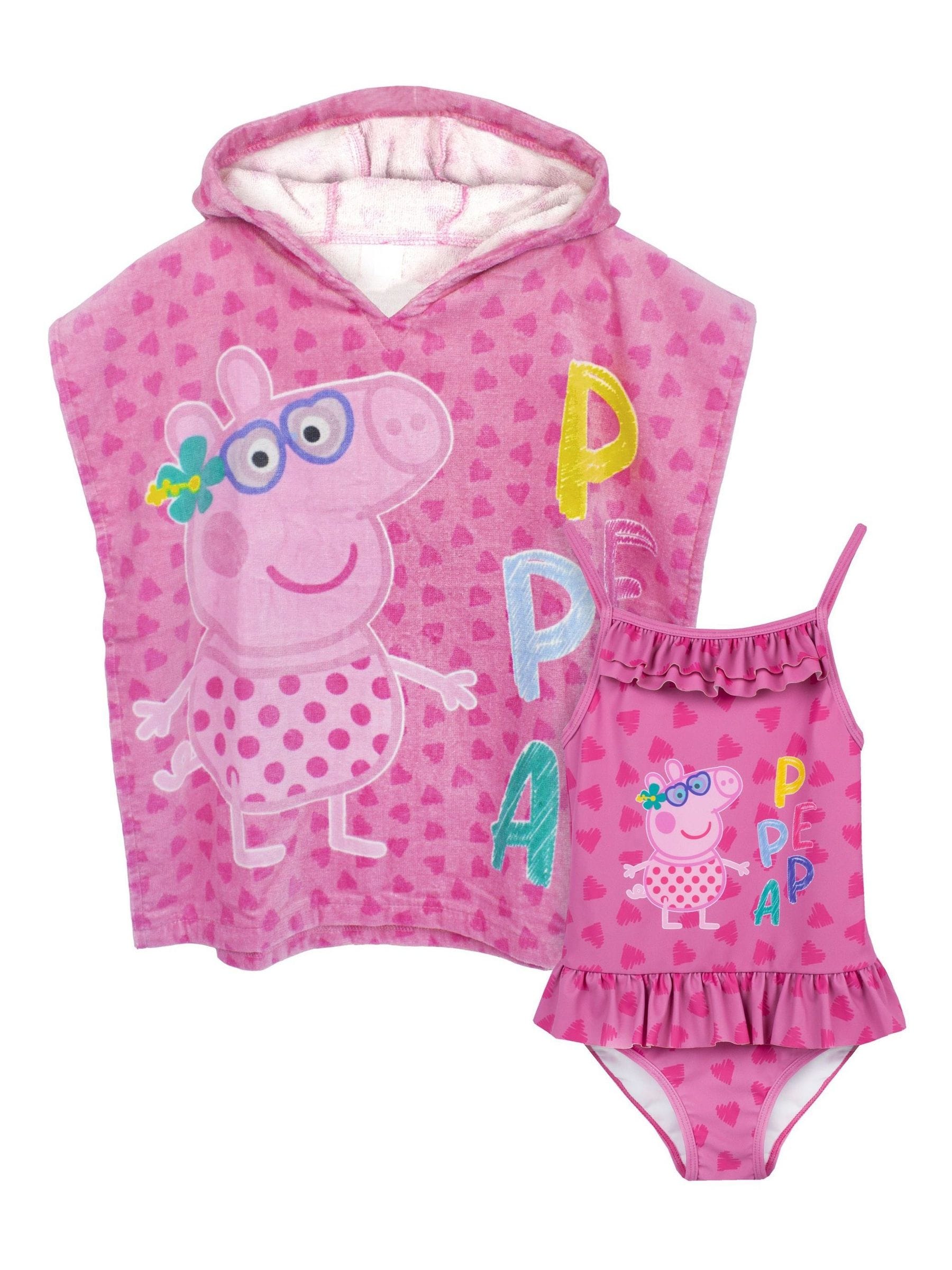 Vanilla Underground Peppa Pig badpak en ponchoset met handdoek voor meisjes.