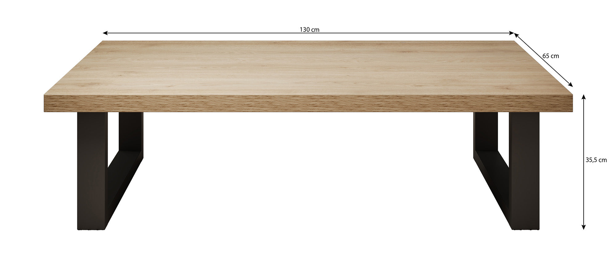 Vince - Salontafel - Eiken - 130x65x36 cm