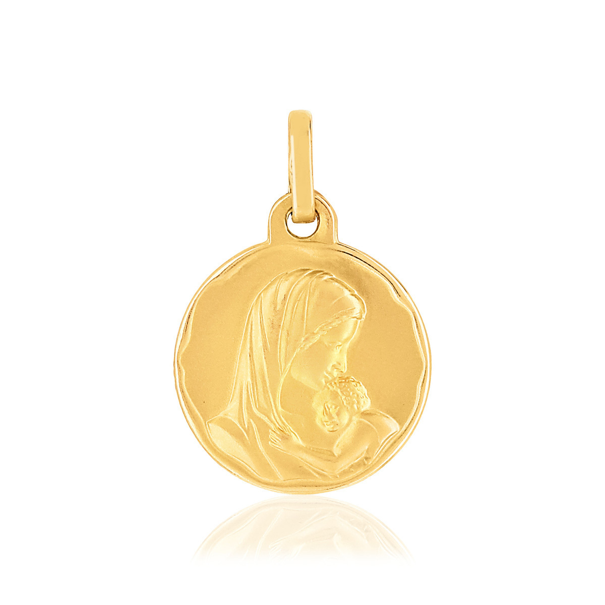 Médaille or 750 jaune Vierge à l'enfant
