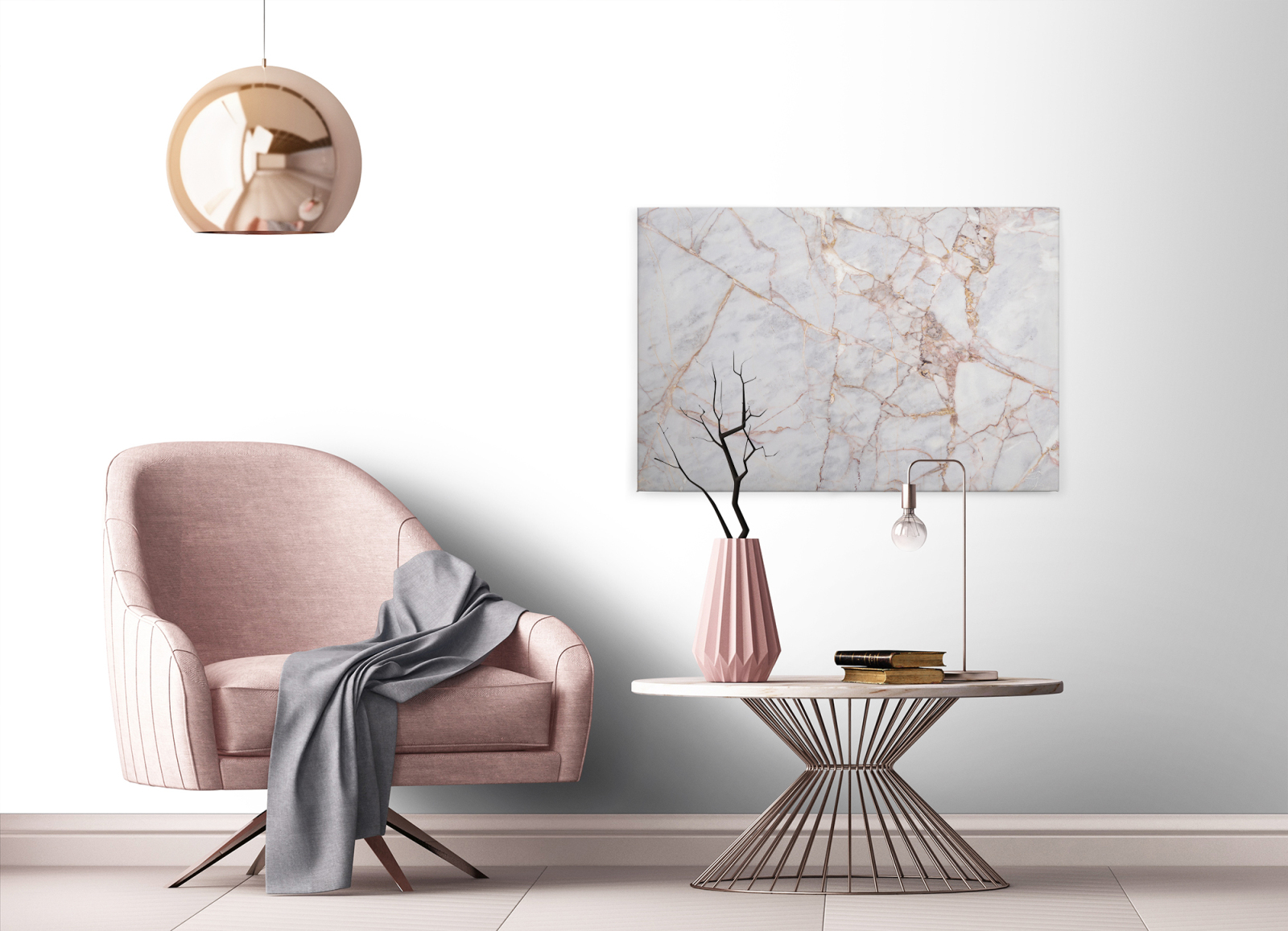 Leinwandbild MARMOR -gold-grau - 90x60 cm
