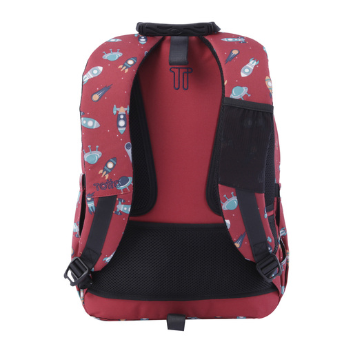 Mochila escolar Totto adaptável a carrinhos, estampa de foguete em aquarela