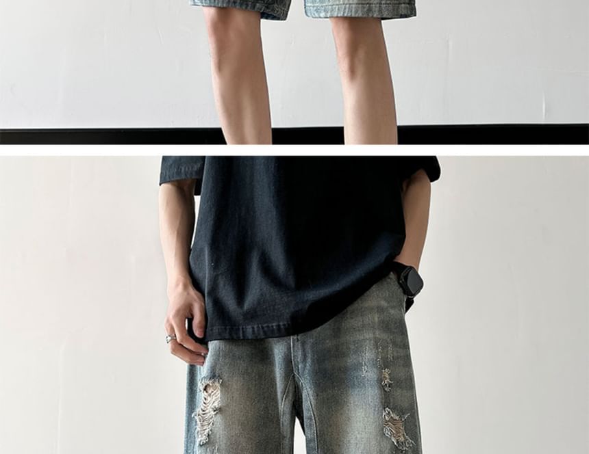 Trimecca - Mid Rise Washed Denim Shorts