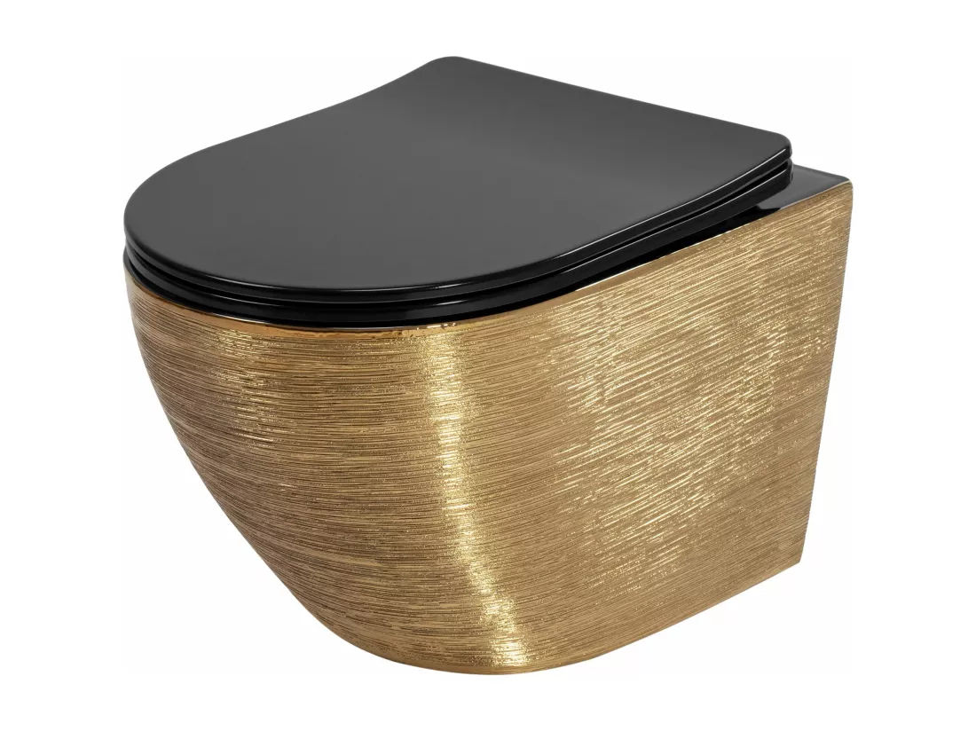 Cuvette Wc Suspendue Rea Carlo Mini Riml Dur/Flat/Zm Brush Gold