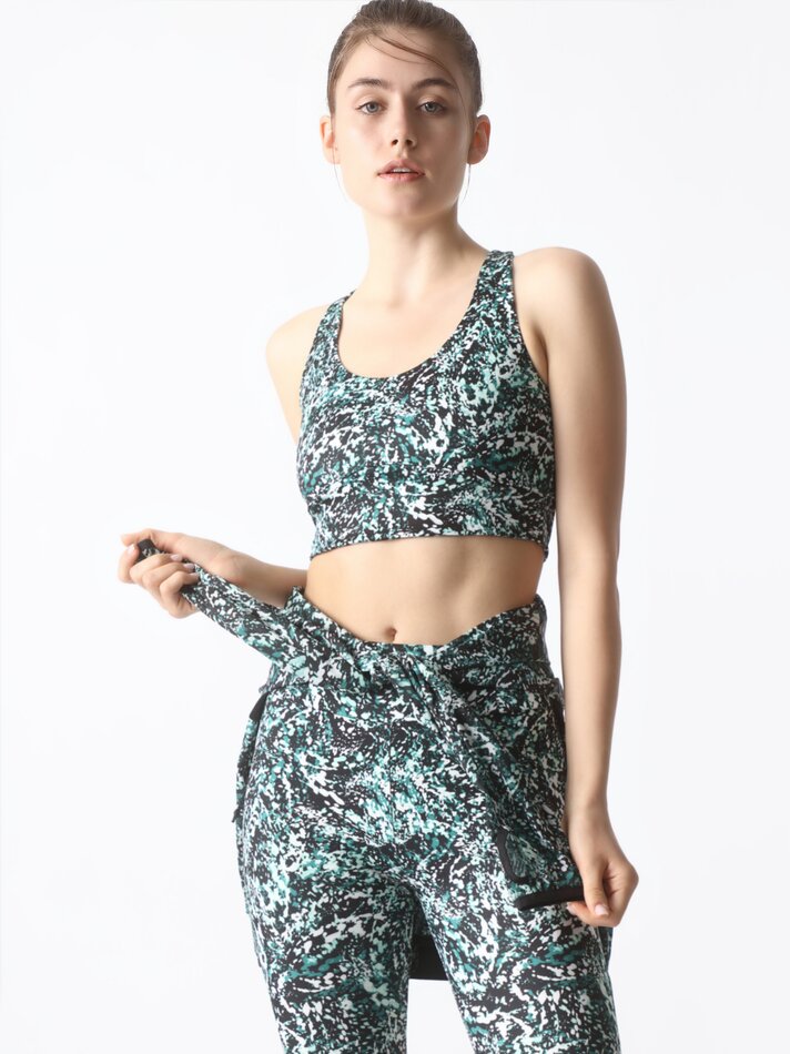 Leggings esportivas estampadas - Branco/verde