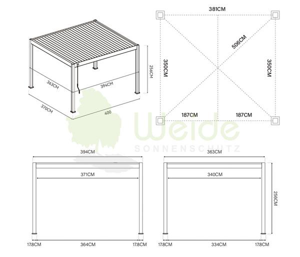 Weide Deluxe Pergola Voll-Alu, ca.