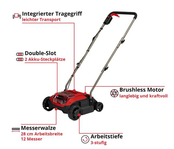 Einhell Akku-Vertikutierer-Lüfter GC-SC 18/28
