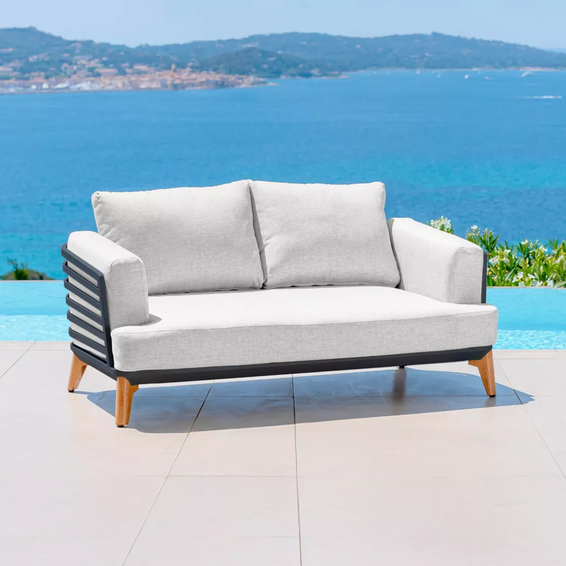 Salon de jardin aluminium 5 places 4 pcs Monte Carlo Gris anthracite et gris clair