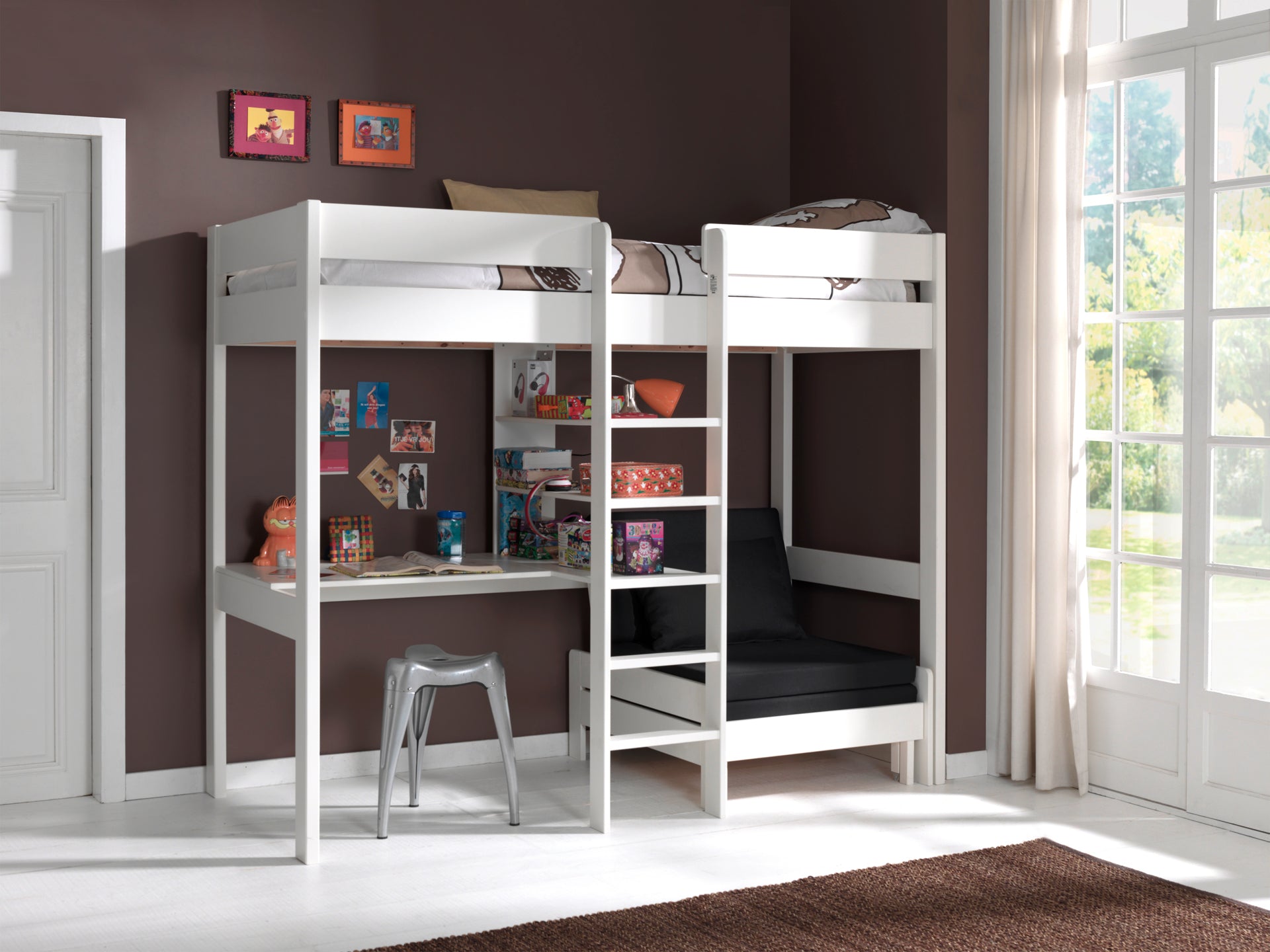 LUCEVI - Pino Hoogslaper + Bureau + Slaapfauteuil 90x200 cm - Wit