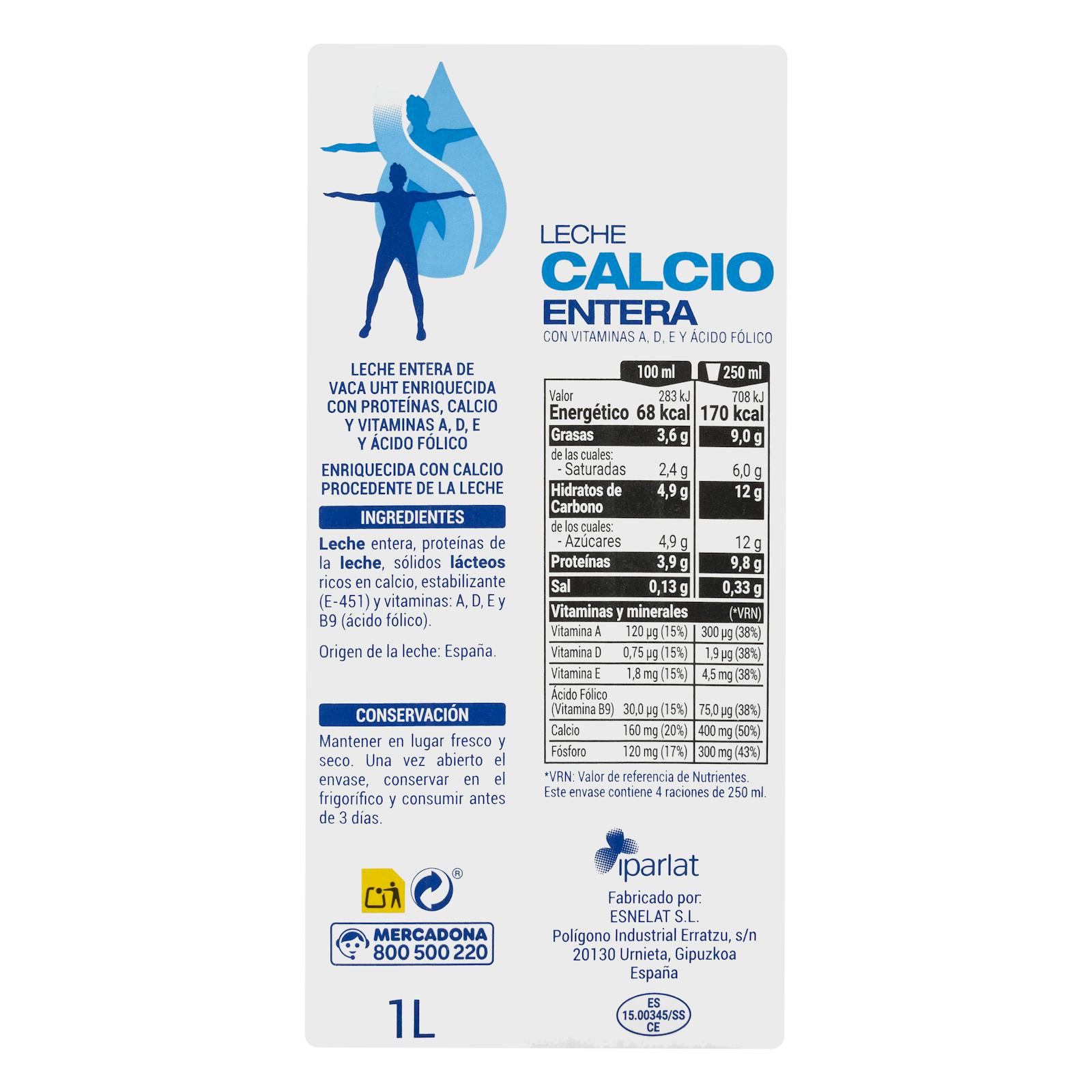 Calcium du lait entier Hacendado