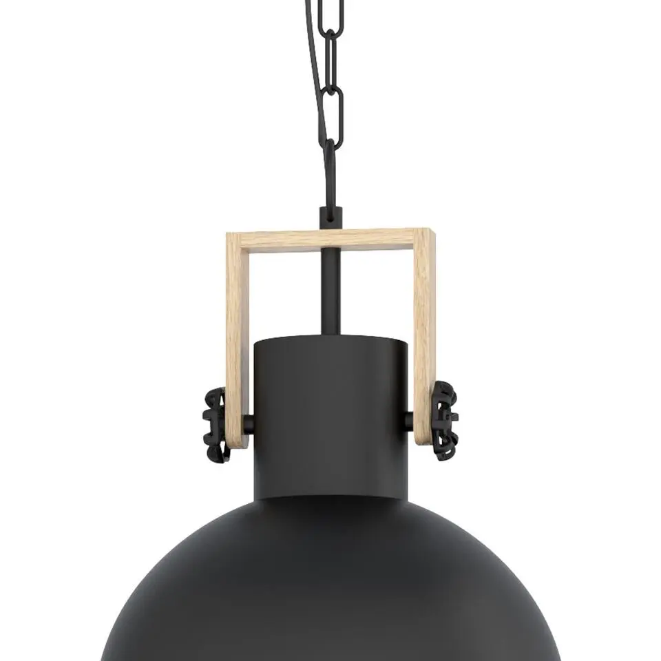 EGLOLubenhamHanglamp-1lichts-Ø30cm.-E27-Zwart/hout