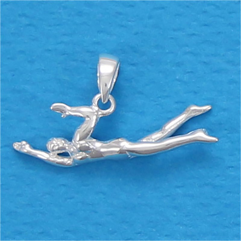 Pendentif natation nageuse de crawl nouvelle édition - Argent massif