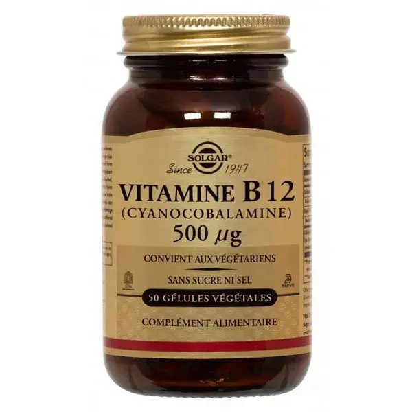 Vitamina B12 cianocobalamina Solgar - 500 mcg, 50 cápsulas vegetais