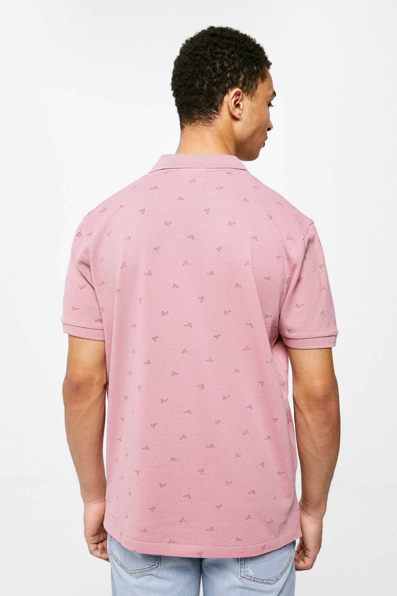 Camisa pólo piqué com estampa completa - lilás