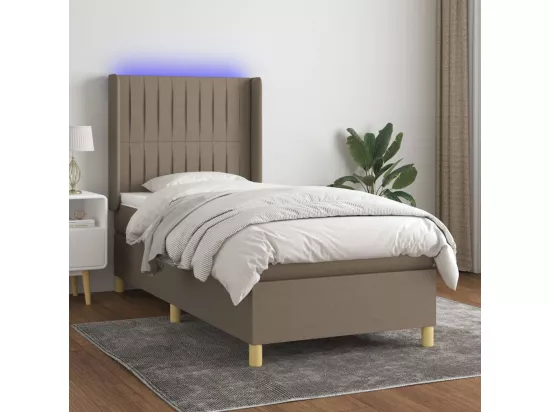 Sommier tapissier avec matelas et LED Taupe 90x190 cm Tissu