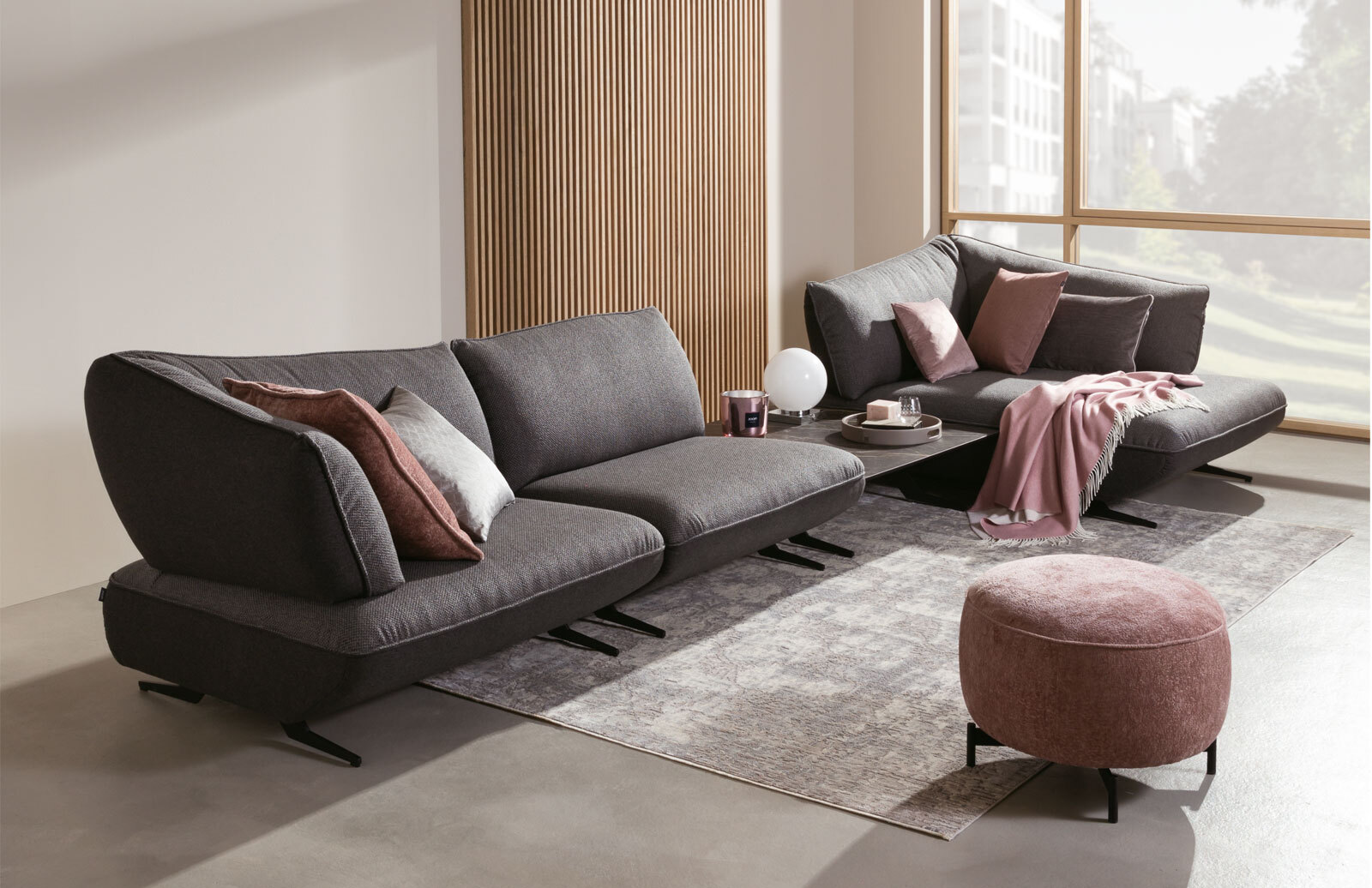 JOOP! Ecksofa 450 x 172 cm Stoffbezug stahl- /anthrazit