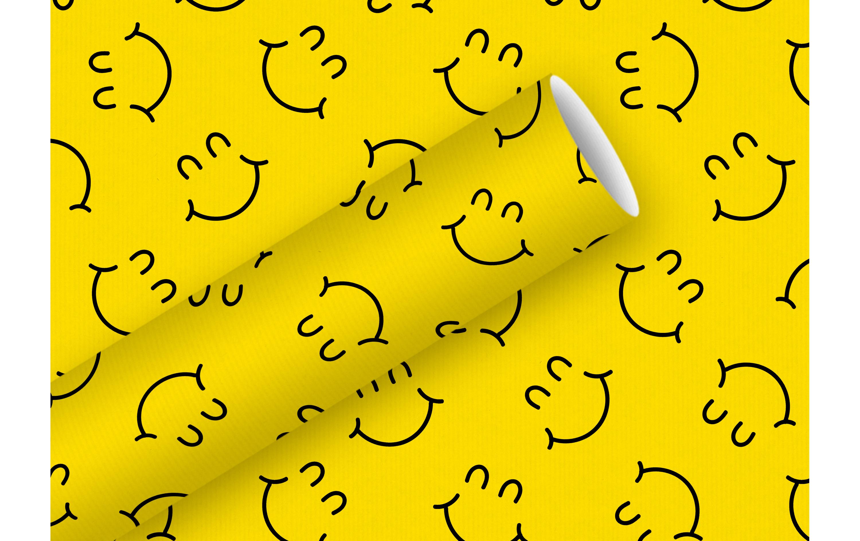 Geschenkpapier By Nature Big Smile 2 m x 70 cm, GelbPapierrolle zum Einpacken von Geschenken