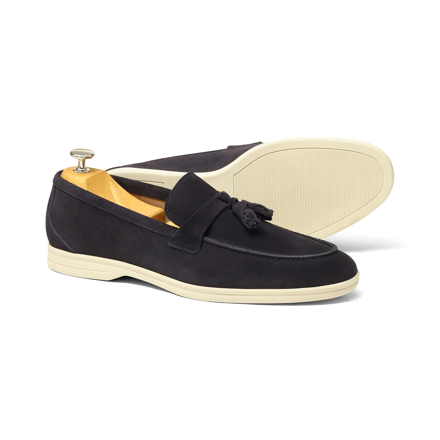 Pompy-Mocassin à glands en velours marine