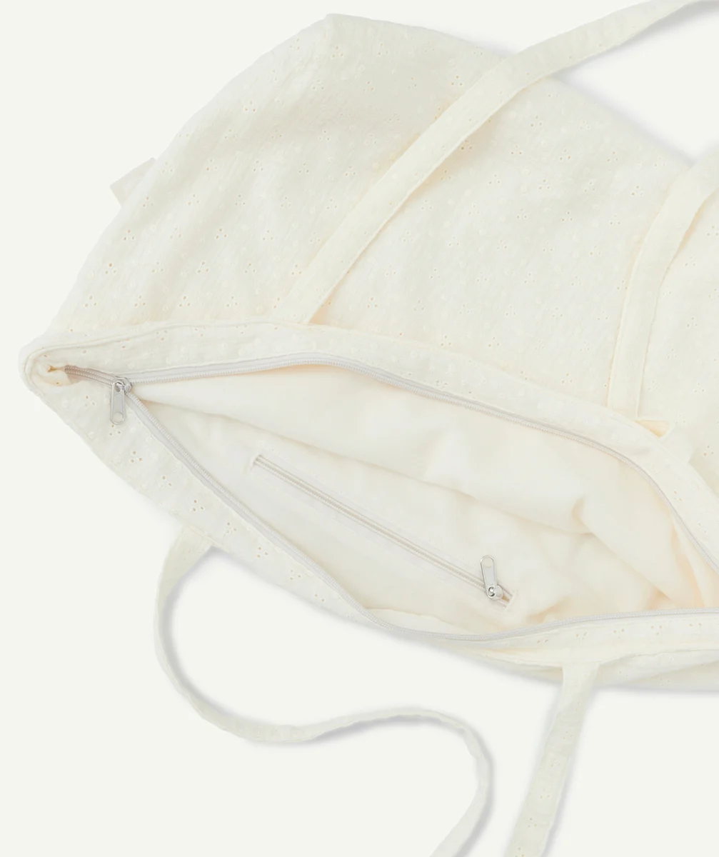 JOLLEINTOTE BAG ÉCRU BRODÉ ET AJOURÉ