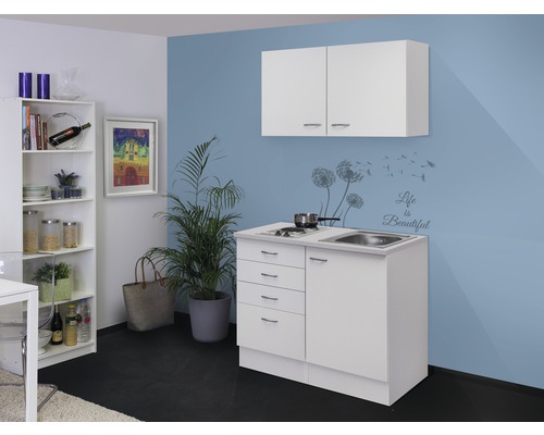 Flex Well mini keuken met apparatuur Wito 100 cm wit mat gedemonteerd omkeerbaar uitvoering 00009426