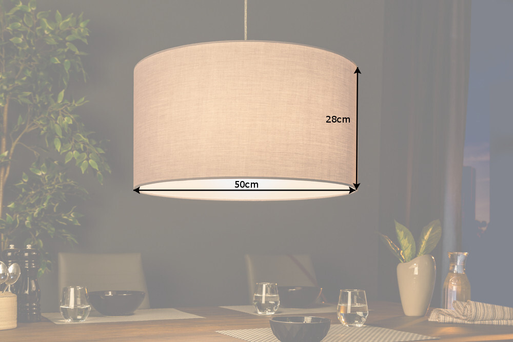 Elegante Hängelampe ROOTS 50cm natur Hängeleuchte mit Leinenschirm