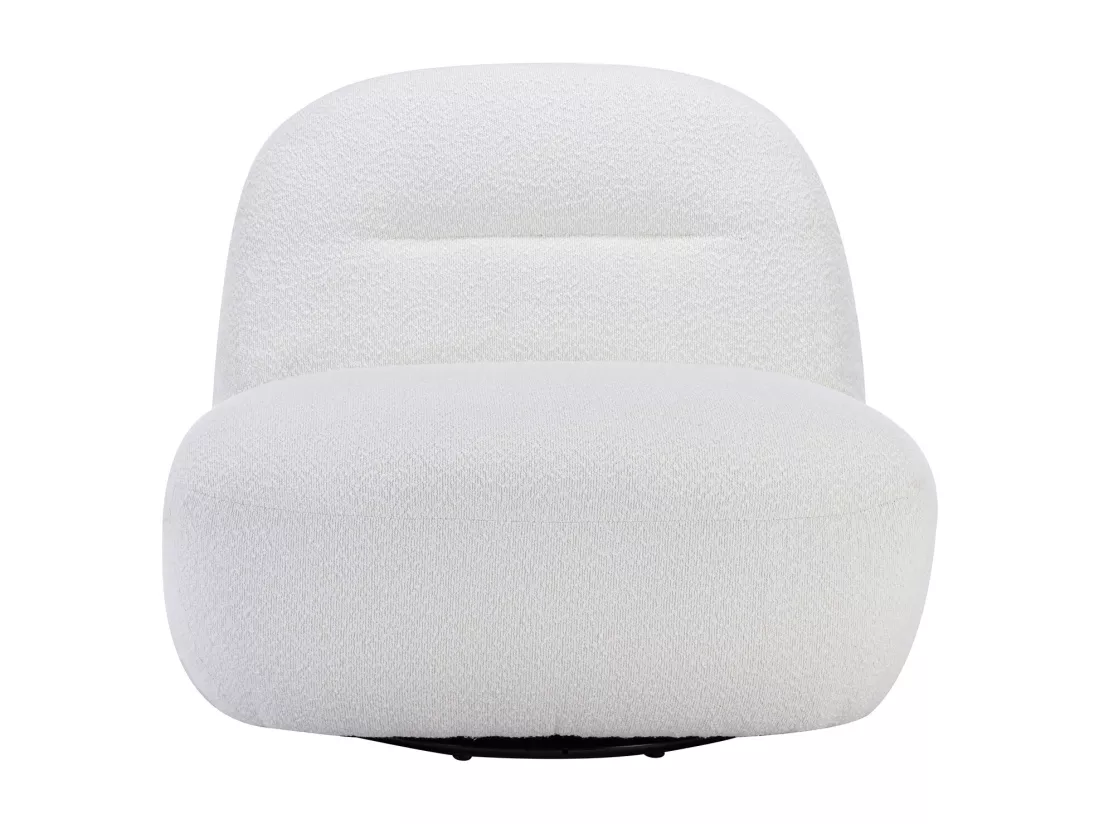 Fauteuil pivotant en tissu bouclette blanc POZETI