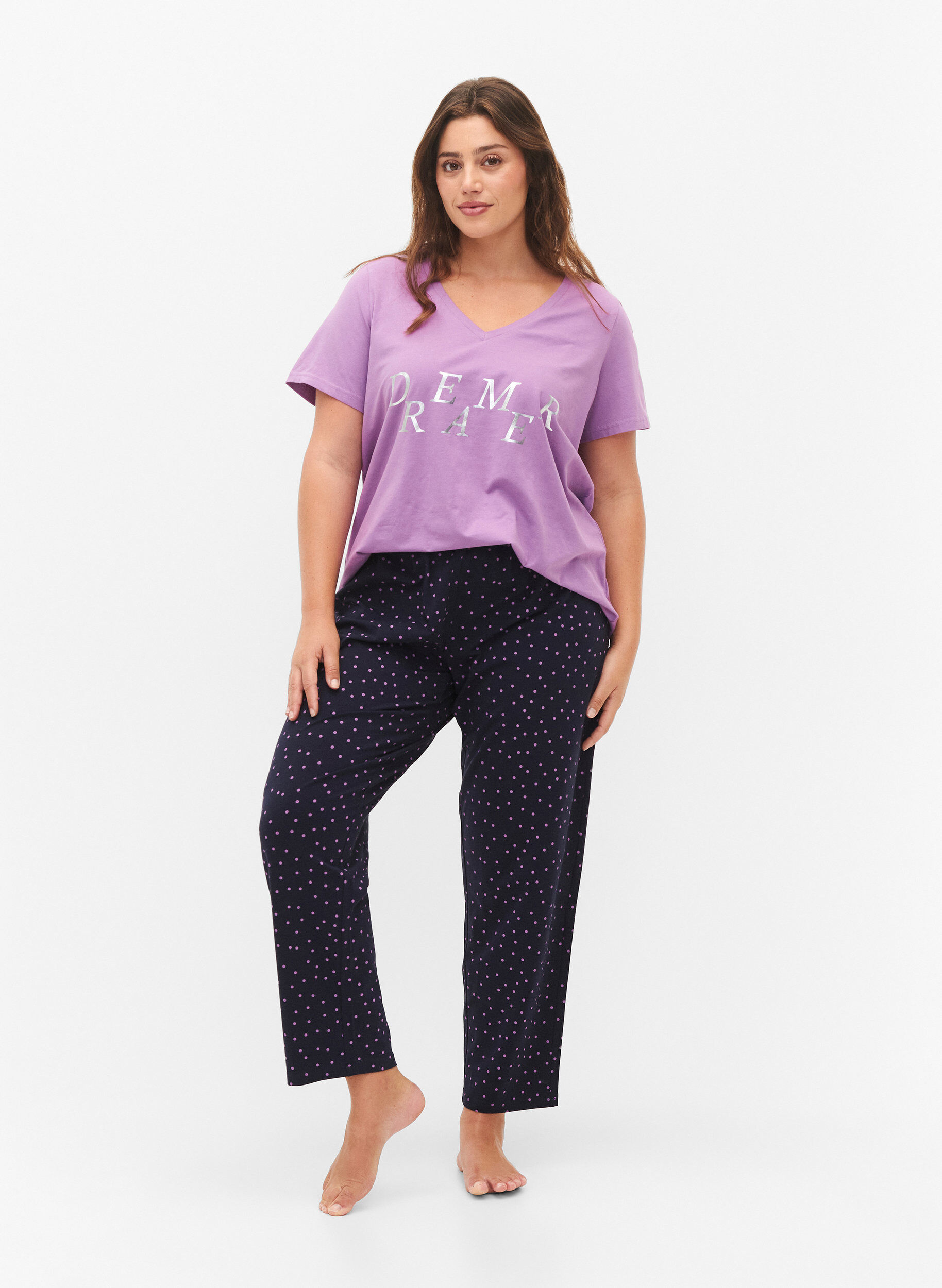 Bomulds nat t-shirt med tekstprint