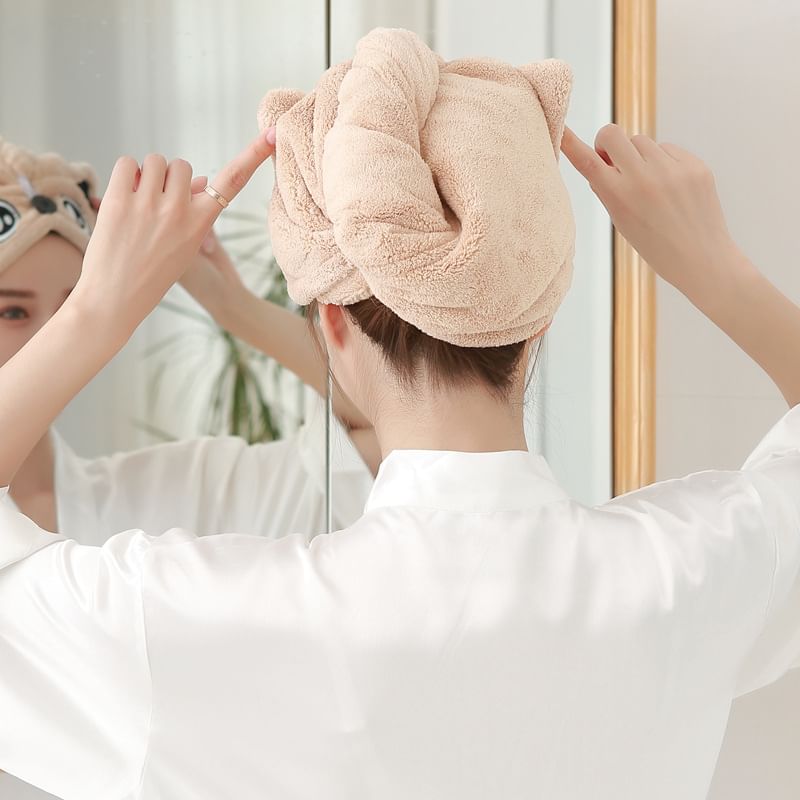 Choyu - Kattenkoraal fleece haarhanddoek / set