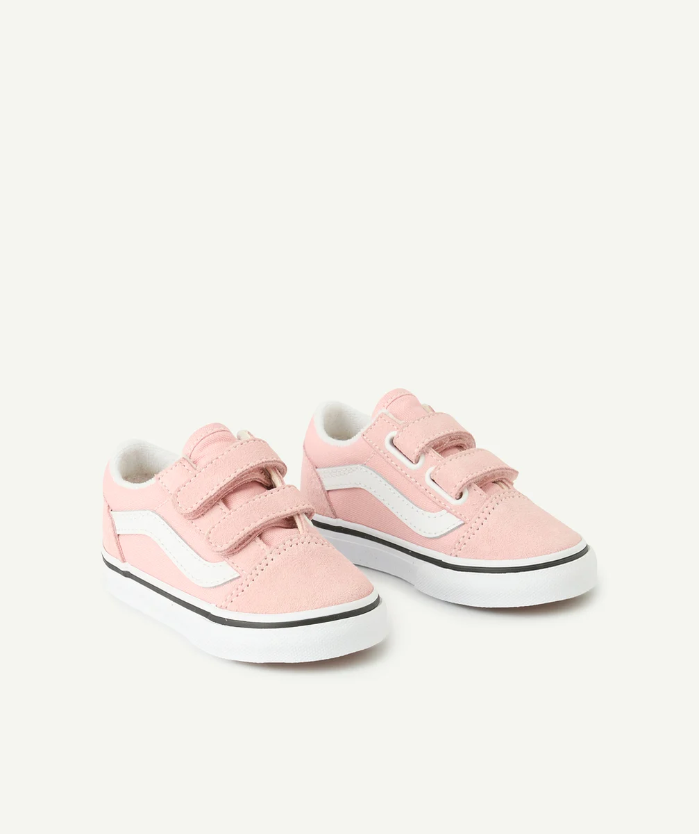 VANSbaskets basses à scratchs bébé rose et blanc old skool v