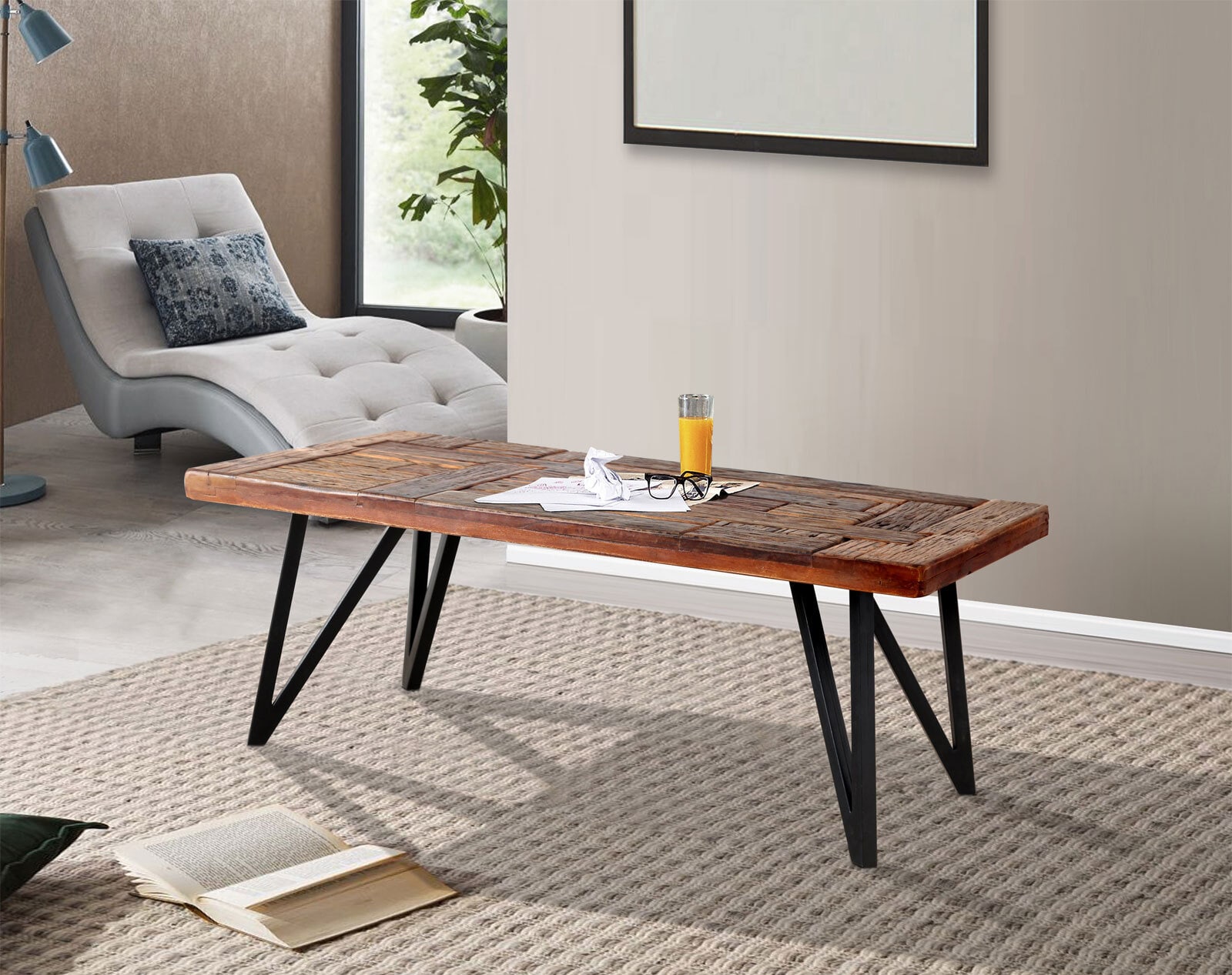 Couchtisch Hawk 120 x 60 x 45 cm Old Recycled Wood/schwarz