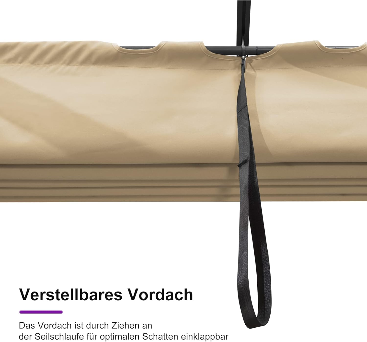 PURPLE LEAF Aluminium Pergola 3 x 3.65 m Wasserdicht Stabil Winterfest, Garten Pavillon mit Sonnenschutz Überdachung, UV-Schutz, Beige