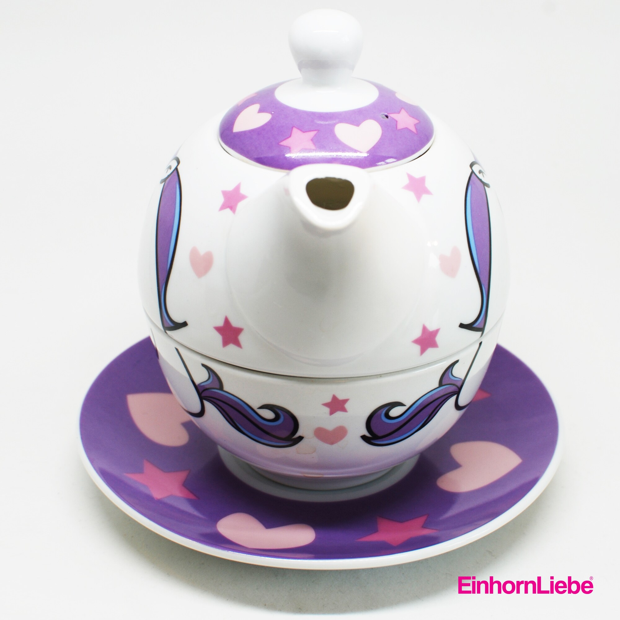EinhornLiebe - Teekanne mit Tasse - Tea for one (4-teilig) Teetasse Kanne Tasse Teeservice