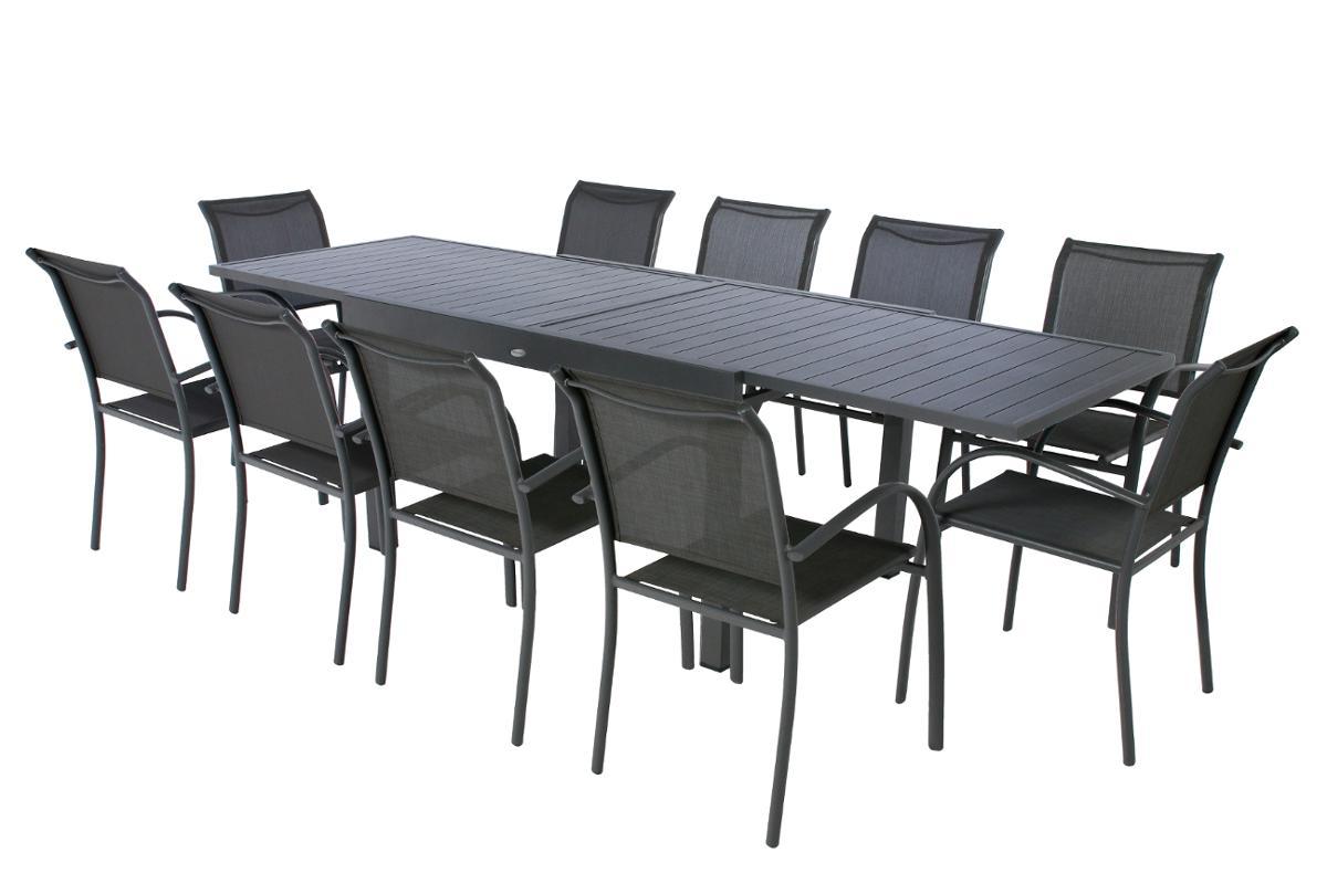 TABLE PIAZZA EXTENSIBLE ALUMINIUM GRAPHITE 10 PLACES