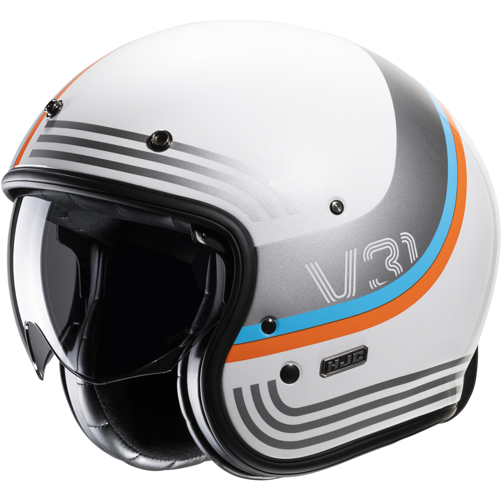 HJC - Casque V31 Byron MC27 / Blanc / Argent / Turquoise / Orange