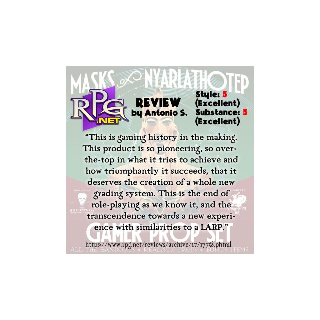 HPLS - Masks of Nyarlathotep - Gamer Prop Set