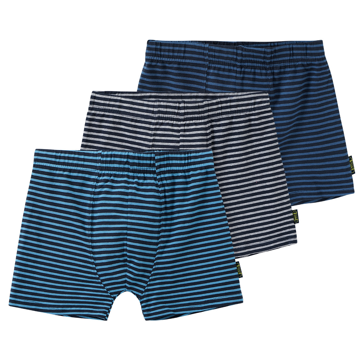 Yigga 3 Jungen Boxer im Ringel-Look dunkelblau / hellblau / hellgrau